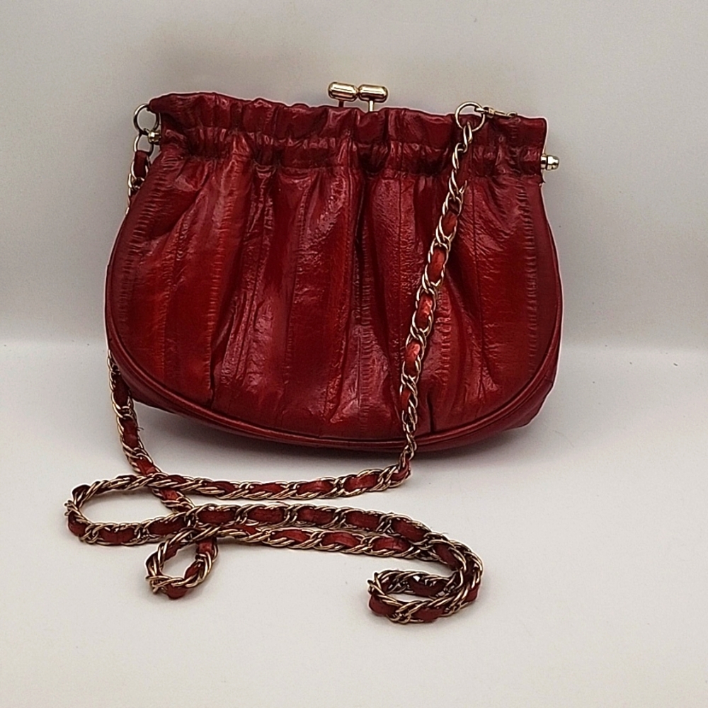 Vintage 1980s Eelskin Purse Made in Korea Red